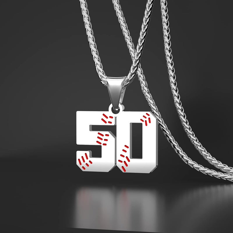 Wikavanli Personalized Baseball Jersey Number 00-99 Necklace - Stainless Steel Baseball Chain Pendant Necklace - Team Jewelry Gift for Boys, Girls, Men, Women - Image 2